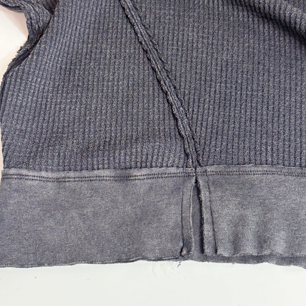 We The Free Buttercup Waffle Knit Pullover Womens S Black Cotton Blend V Neck - Picture 13 of 14